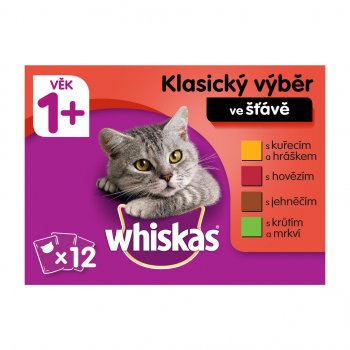 Whiskas pro dospělé kočky klasický výběr ve šťávě 12 x 100 g