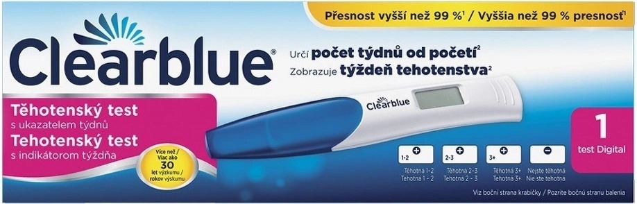 Recenze Clearblue digitální těhotenský test s ukazatelem týdnů 1 ks