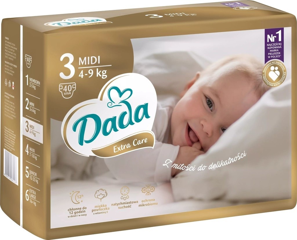 Recenze Dada Extra Care 3 MIDI 4-9 kg 40 ks