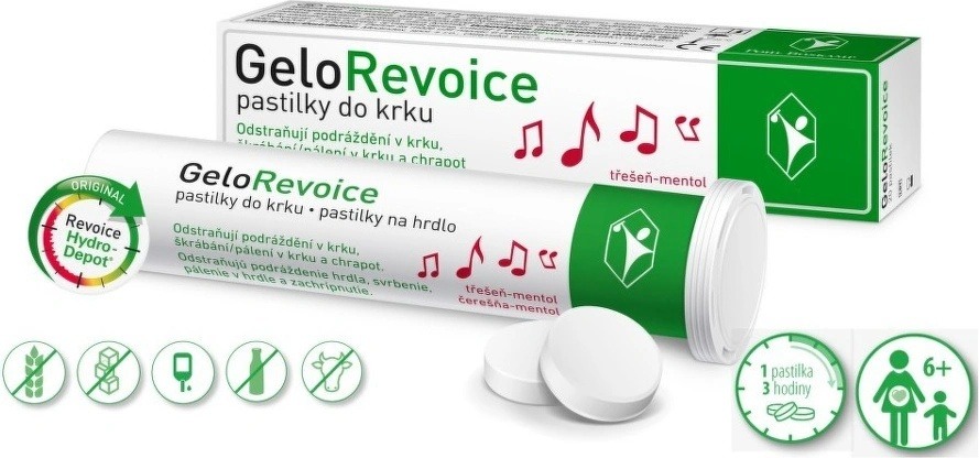 Recenze GeloRevoice pastilky do krku třešeň mentol 20 ks