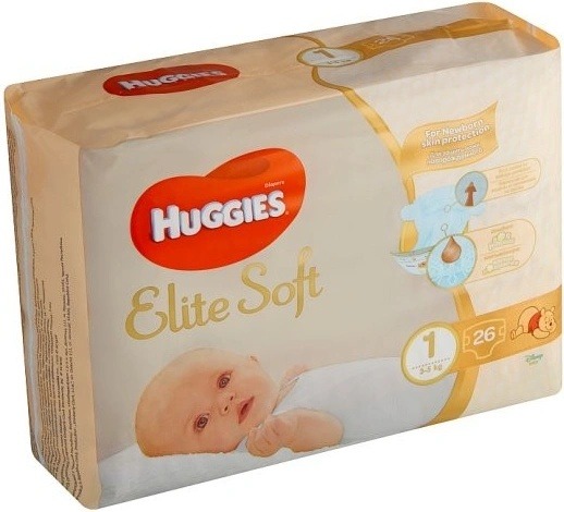 Kritika Huggies Elite Soft 1 3-5 kg 26 ks