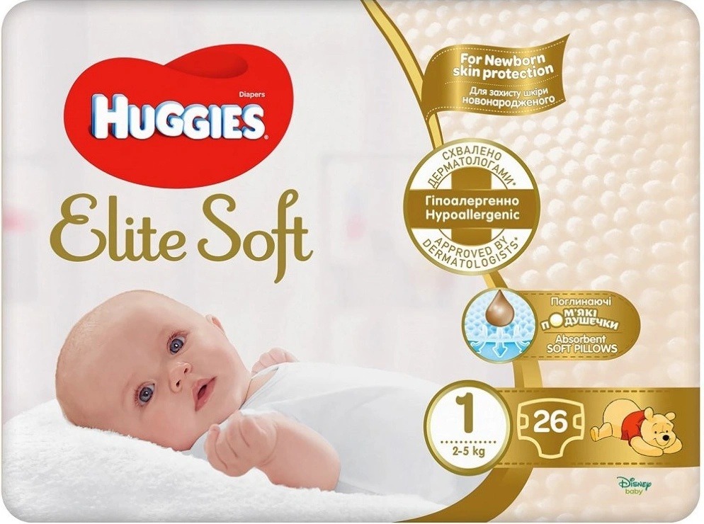 Posouzení: Huggies Elite Soft 1 3-5 kg 26 ks