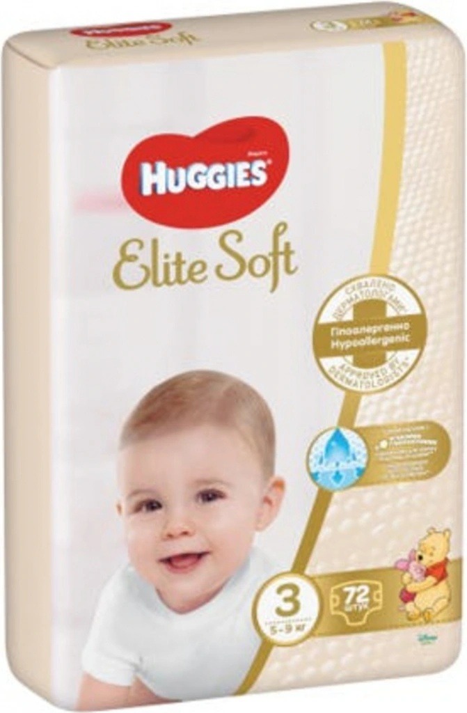 Recenze HUGGIES Elite Soft 3 5-9 kg 72 ks