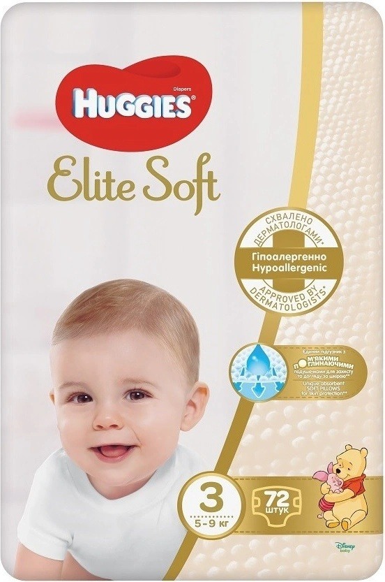  HUGGIES Elite Soft 3 5-9 kg 72 ks