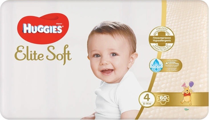 Pohled na HUGGIES Elite Soft 4 8-14 kg 60 ks