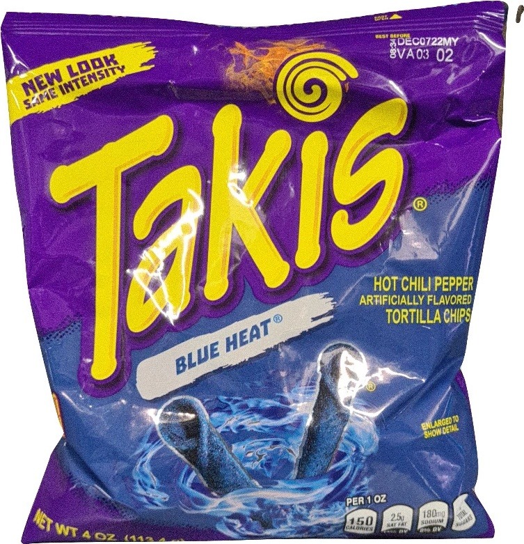 Pozorování Takis Blue Heat Hot Chilli Pepper Tortila Chips 113,4 g