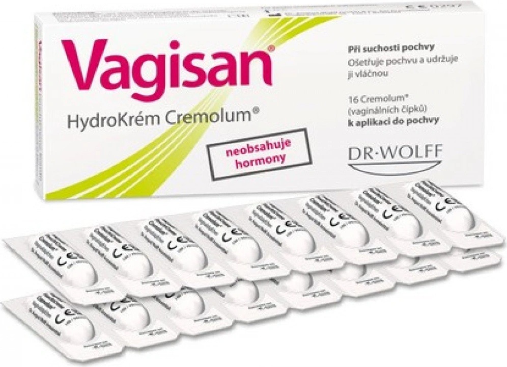 Shrnutí: Vagisan HydroKrém Cremolum vaginální čípky 16 ks