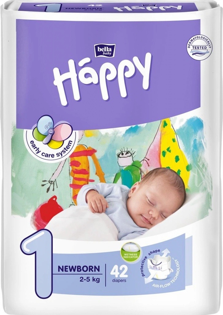 Recenze Bella Happy 1 Newborn 2-5 kg 42 ks